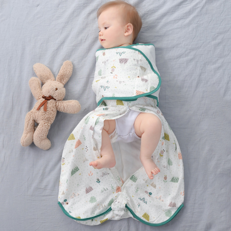 Sleeping Bags Baby sleeping bag 4-layer cotton high gloss cartoon packaging swamp blanket autumn born clothing anti kick sleeping bag 230407