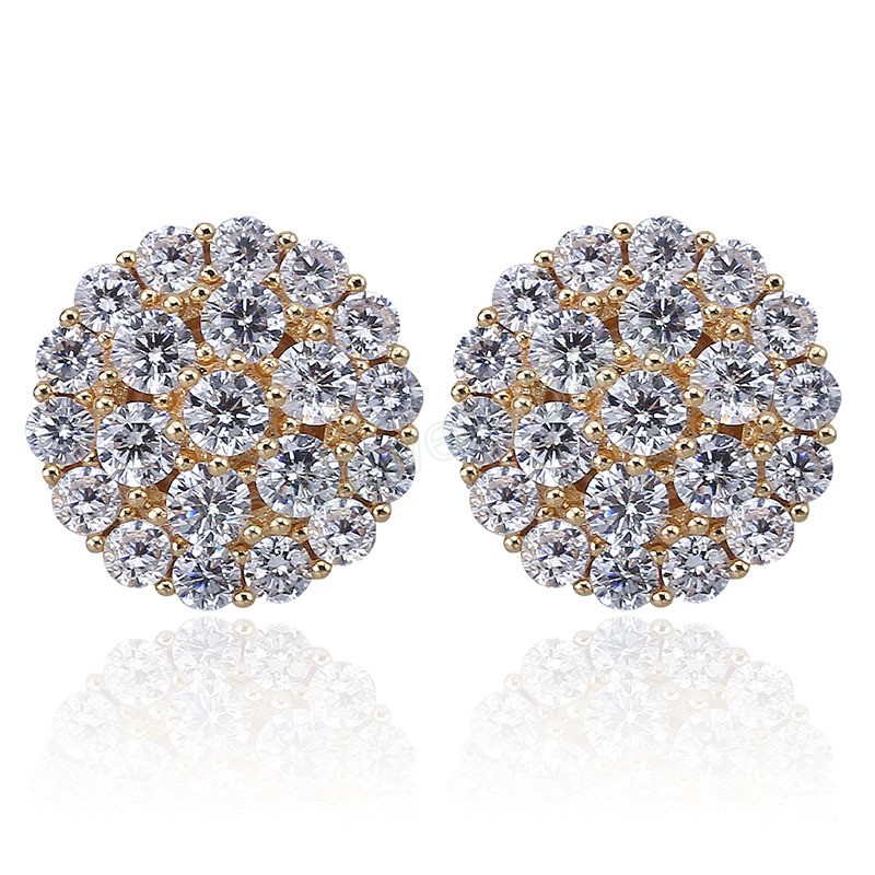 925 Silver Stud Earrings For Women Men Gift Personality Fashion Zircon Earring Gold Silver Plated Hip Hop Jewelry