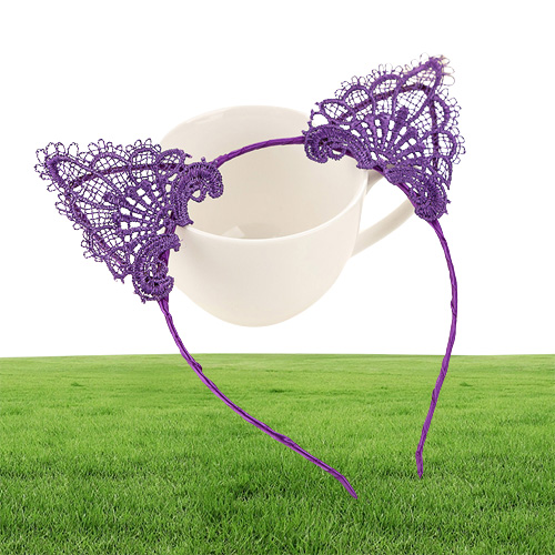 MLJY Sexy Lace headwear Cat Ears Headband For Women Girls Hairband Multicolor Hair Hoop Hair Accessories 20pcslot