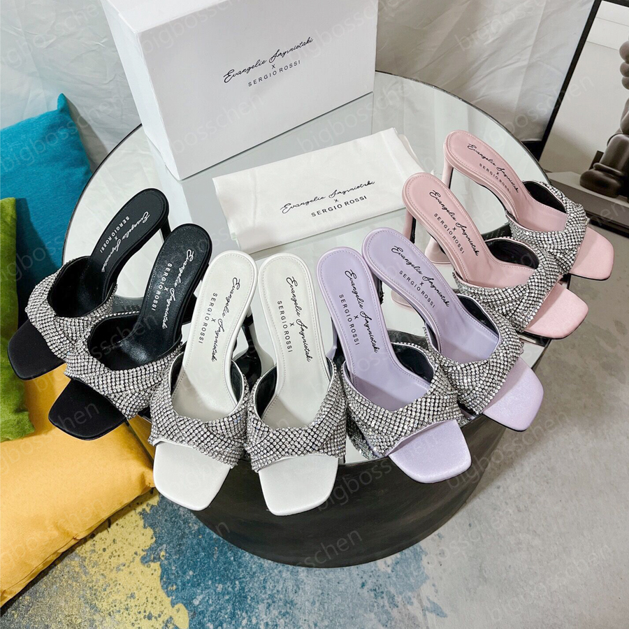 Designer fashion half slippers ladies sandals Rossi luxury silk crystal square head bar party dress wedding high heels summer outdoor open toe beach shoes us4-us11, Black
Designer fashion half slippers ladies sandals Rossi luxury silk crystal square head bar party dress wedding high heels summer outdoor open toe beach shoes us4-us11, Black