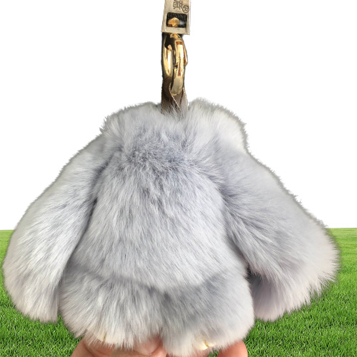 Blue8cm Real Genuine Rex Rabbit Fur Bunny Doll Toy Kid Gift Bag Charm Key Chain Keyring Accessories Phone Purse Handbag