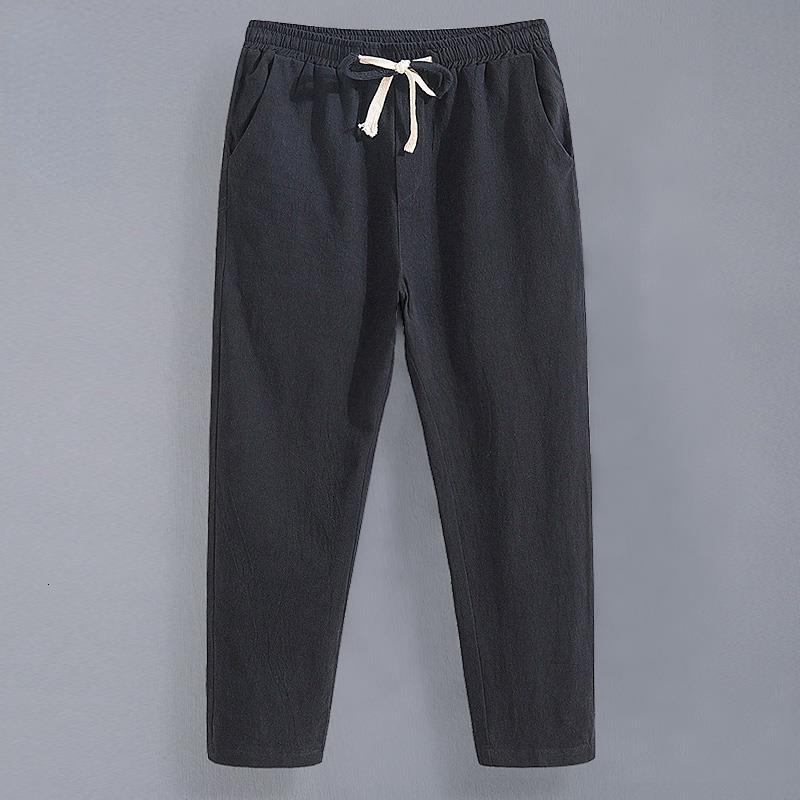 Men's Pants Men's Summer Linen Cut Men's Loose Straight Leg Relaxed Thin Cotton Linen Ankle Pants Trend 5XL Size Pants 230407