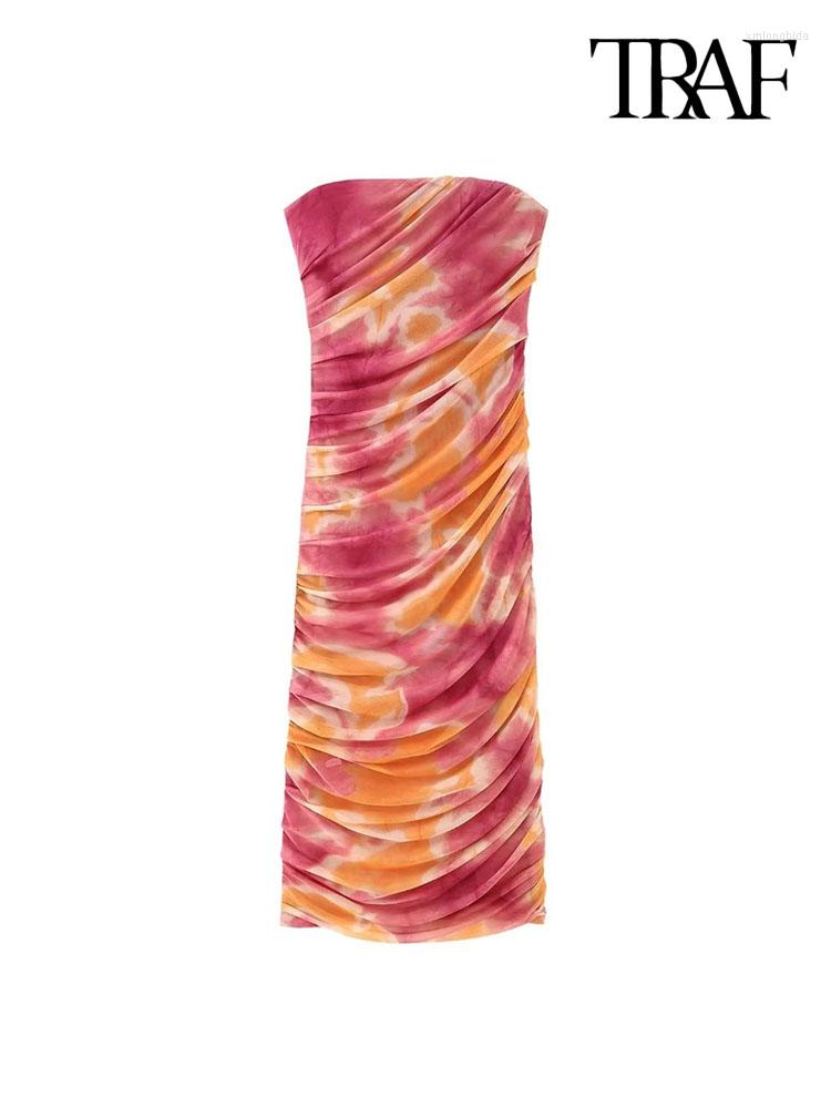 Casual Dresses Women Fashion Strapless Printed Tulle Ruched Midi Dress Vintage Straight Neck Side Zipper Female Vestidos Mujer, Picture shown
Casual Dresses Women Fashion Strapless Printed Tulle Ruched Midi Dress Vintage Straight Neck Side Zipper Female Vestidos Mujer, Picture shown