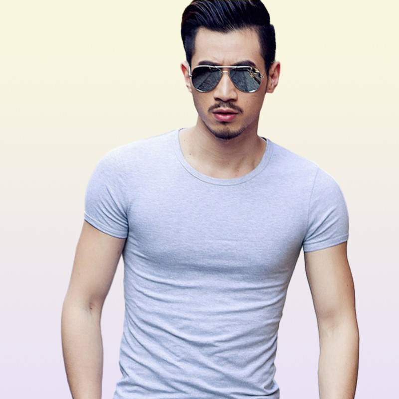 Men Tshirt Spandex Fitness Gym Clothing Man Tops Tees T Shirt For Male Solid Color Tshirts multi Colors TShirt XS2XL7689882