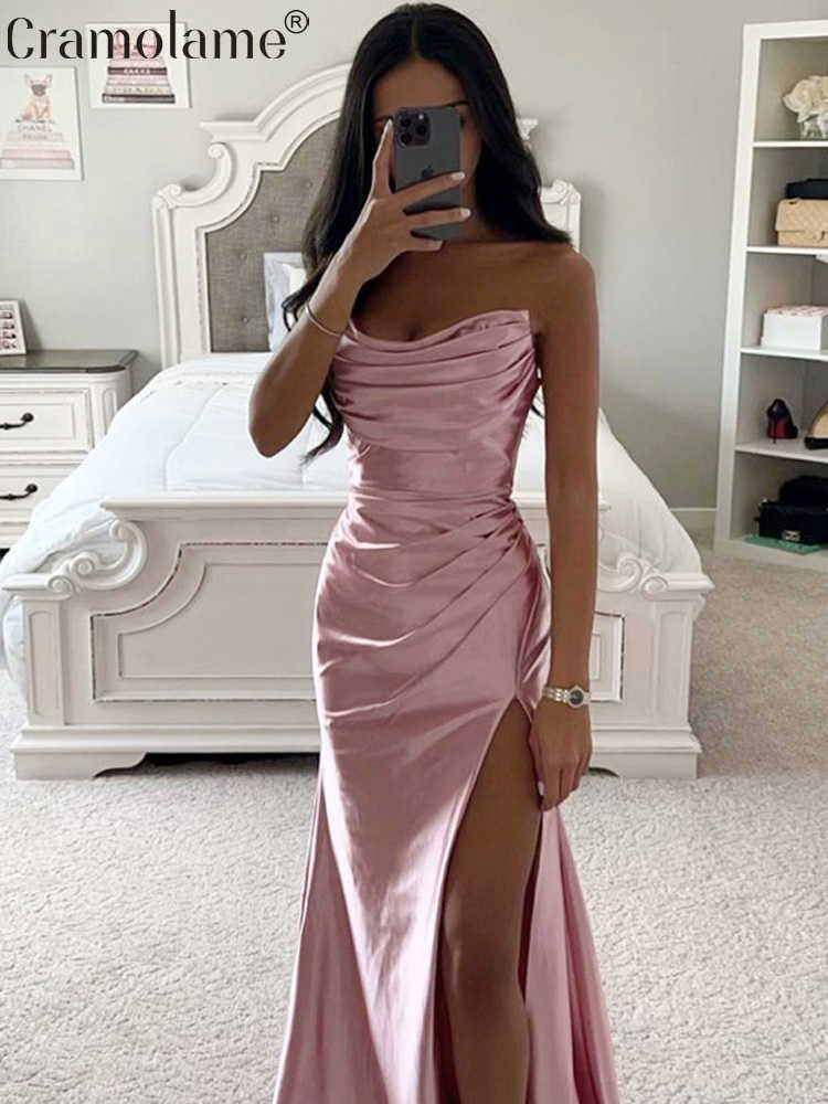 Casual Dresses Women Off Shoulder Backless Satin Split Maxi Dress Sexy Bodycon Ruched Party Evening Birthday Strapless Long Dresses 2023 Summer P230407, Pink
Casual Dresses Women Off Shoulder Backless Satin Split Maxi Dress Sexy Bodycon Ruched Party Evening Birthday Strapless Long Dresses 2023 Summer P230407, Pink