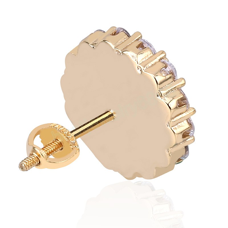 925 Silver Stud Earrings For Women Men Gift Personality Fashion Zircon Earring Gold Silver Plated Hip Hop Jewelry