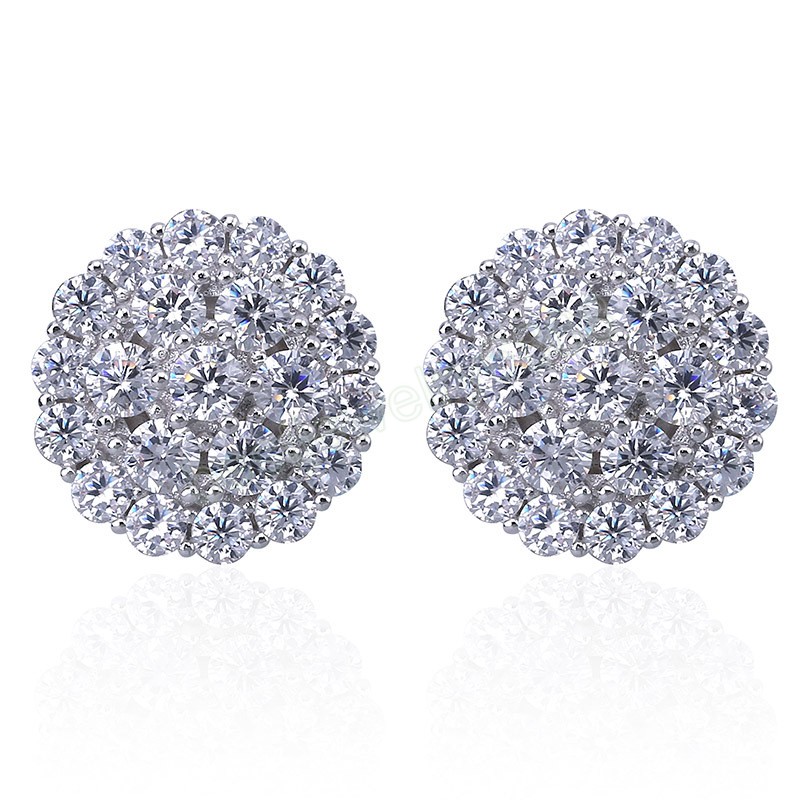 925 Silver Stud Earrings For Women Men Gift Personality Fashion Zircon Earring Gold Silver Plated Hip Hop Jewelry