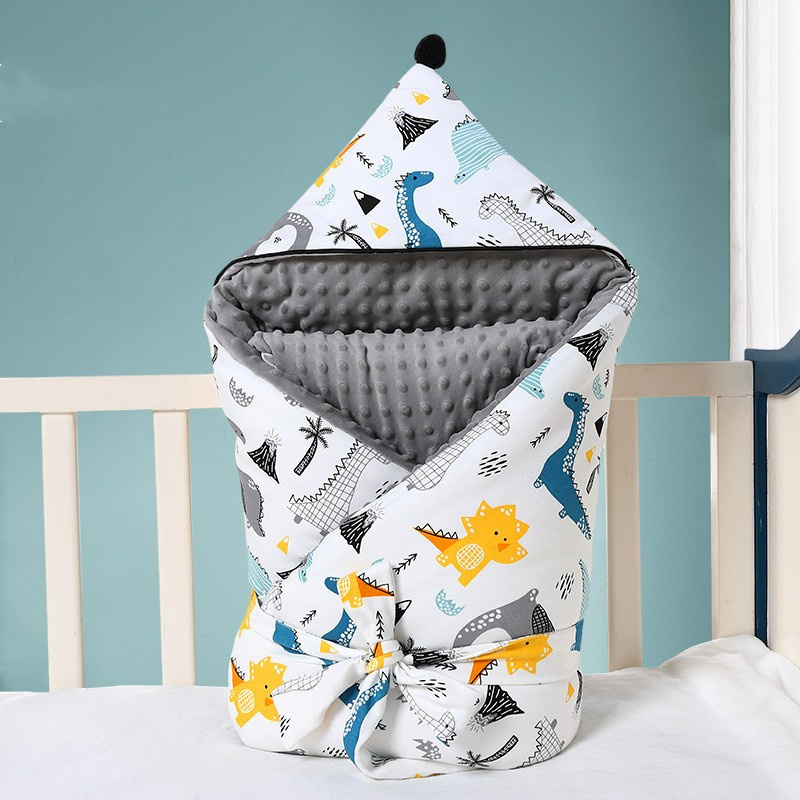 Sleeping Bags Cartoon Dinosaur born Sleeping Bag Winter Thick Bean Velvet Baby Envelope Baby Cart Swaddle Blanket Baby Sleeping Bag 230407