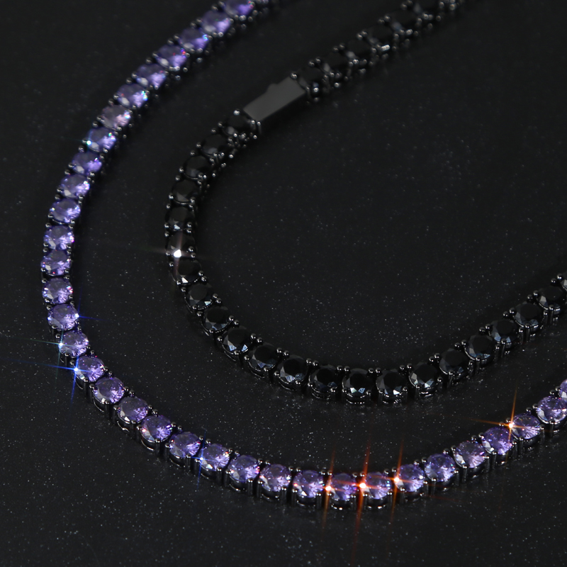 New Black Color Shining CZ necklace bracelet set Iced Out Bling Cubic Zirconia Tennis Chain Women Men Hip Hop Bracelet Bangle necklaces Jewelry wholes