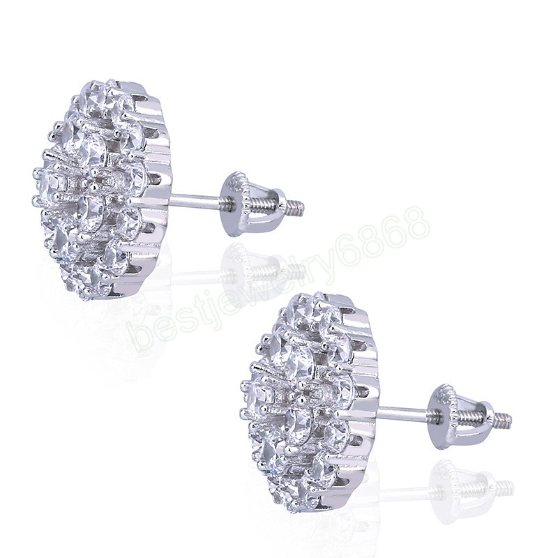 925 Silver Stud Earrings For Women Men Gift Personality Fashion Zircon Earring Gold Silver Plated Hip Hop Jewelry