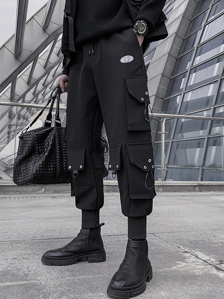 Men's Pants PFNW Cargo Pants Men's Functional Style High Street Clothing Multi Pocket Black Style Elastic Waist Loose Trousers 12A1045 23040