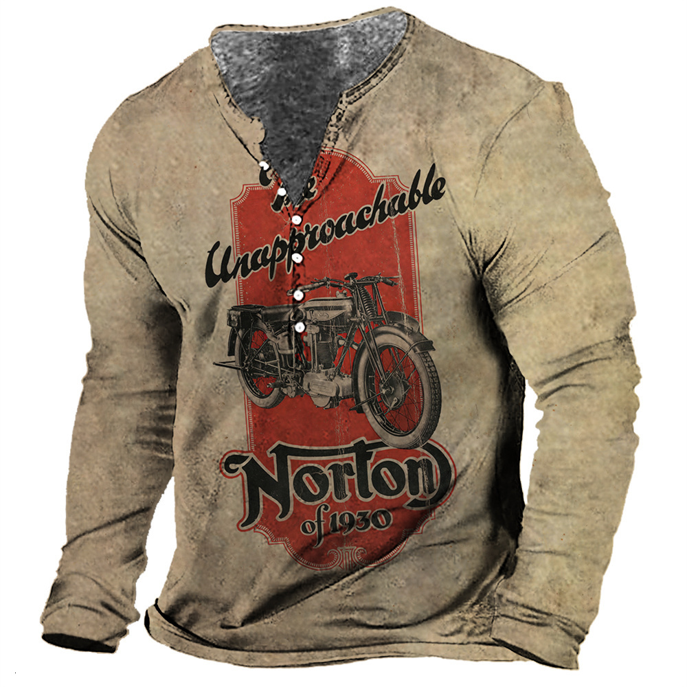 Mens TShirts Vintage Print Shirt Long Cotton Tshirts Vneck Oversized Pullover Street Sweatshirt Harajuku Graphic Tops 5xl 230406