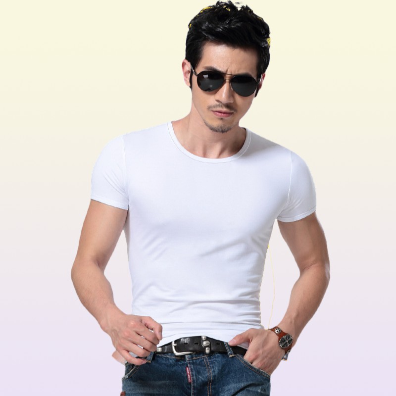 Men Tshirt Spandex Fitness Gym Clothing Man Tops Tees T Shirt For Male Solid Color Tshirts multi Colors TShirt XS2XL7689882