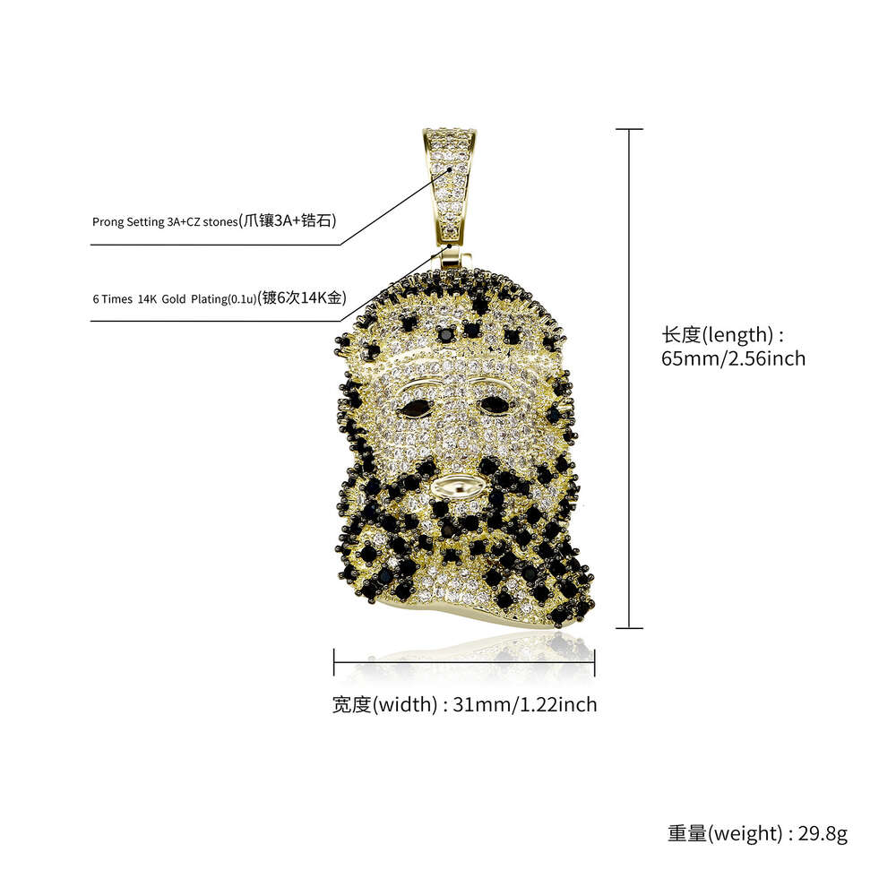 New Hip-hop Jesus Portrait Pendant Necklace Jewelry With Micro Inlaid Cubic Zirconia Religious Head Necklaces For Men And Women Cz Stone Fashion Bling