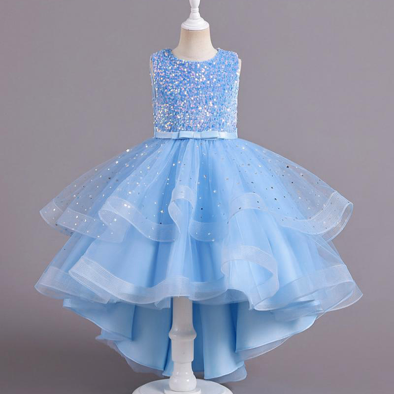 Girl's Dresses Flower Girls Princess Sequins Baby Wedding Christmas Party Trailing Dress Teenager Children Kids Elegant Vestidos for 3-15Years 23