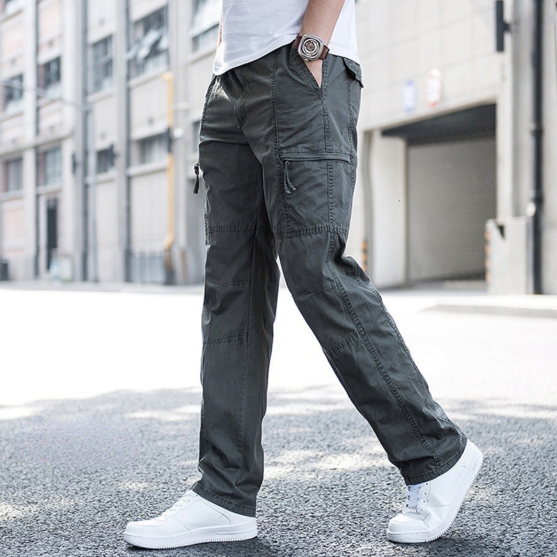 Men's Pants Large size 6XL men's freight men's straight leg work pants men's cotton casual loose spring/summer loose men's mu