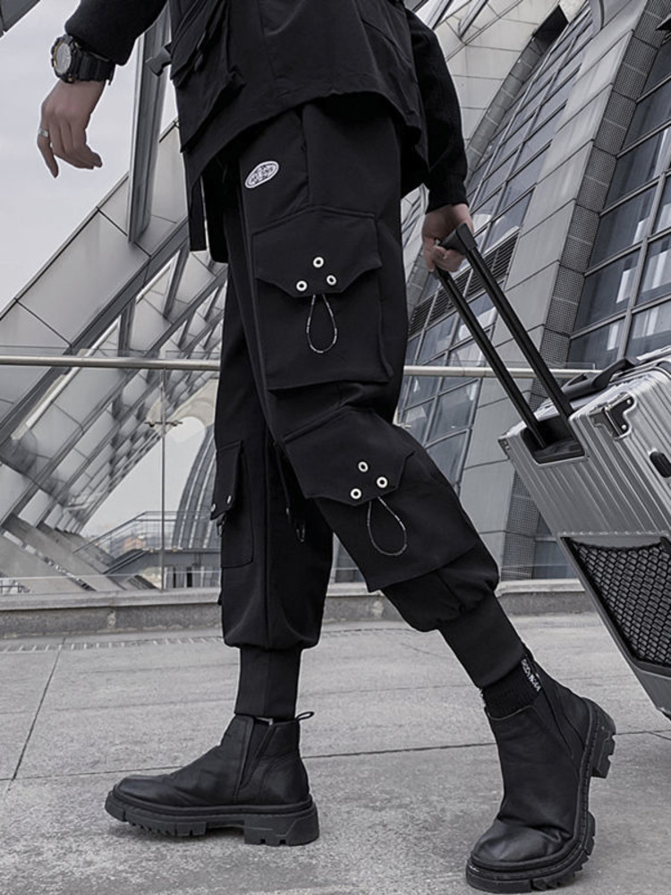 Men's Pants PFNW Cargo Pants Men's Functional Style High Street Clothing Multi Pocket Black Style Elastic Waist Loose Trousers 12A1045 23040