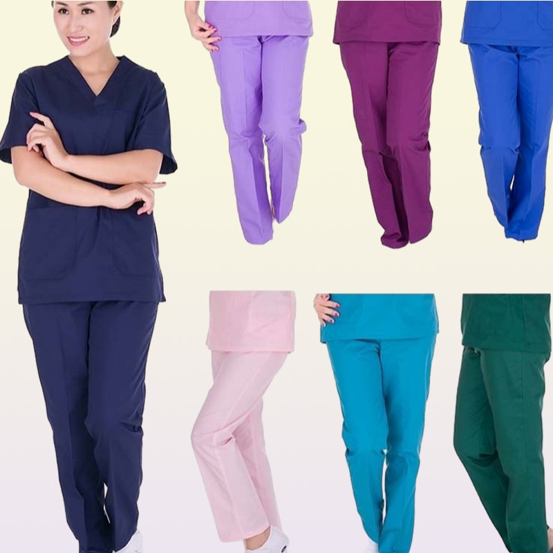 Women Nursing spa beauty salon uniform design nursing scrub long sleeve work uniform health care seven colors Elastic pants7564052