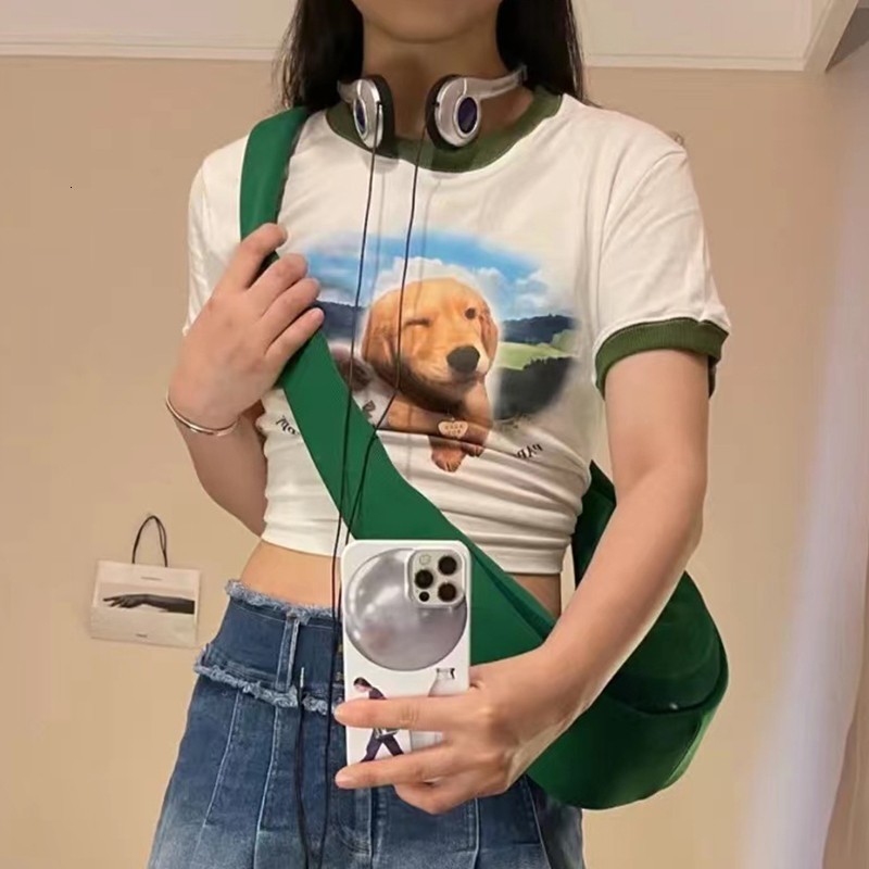 Women s T Shirt Karrram Japanese Harajuku T shirt Kawaii Dog Print Patchwork Short Sleeve Tee Shirt E girls Y2k Aesthetics Cute Tops 00s Sweet 230407