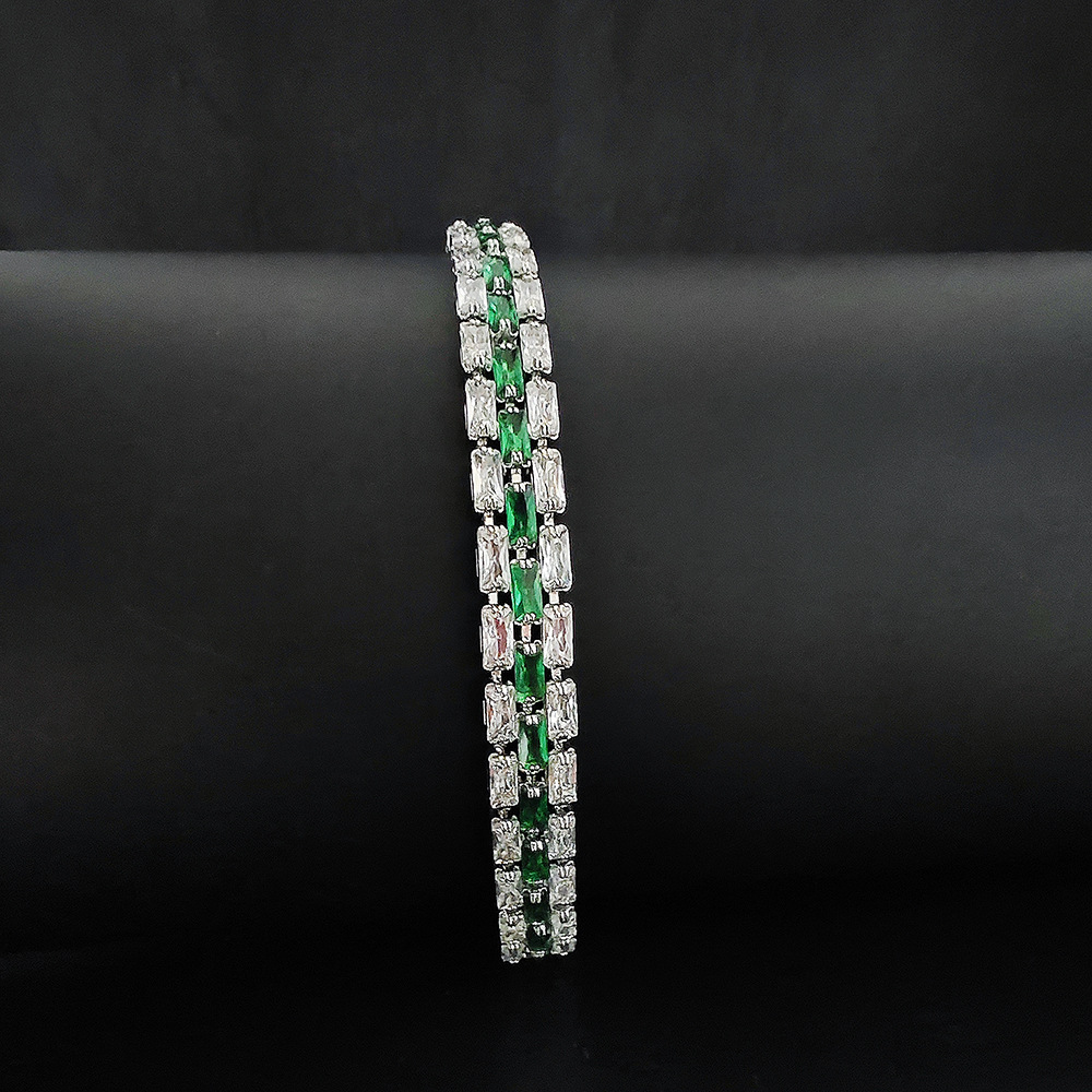 Bracelets for Women Elegant White Gold Filled Princess Cut Simulated Emerald CZ Dia Bangle Bangles - Fashionable Women's Wedding Accessories