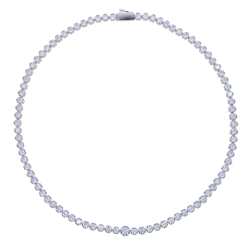 Iced out hip hop necklace paved 5A cz tennis chain choker plated gold silver for women men wedding jewerly drop ship