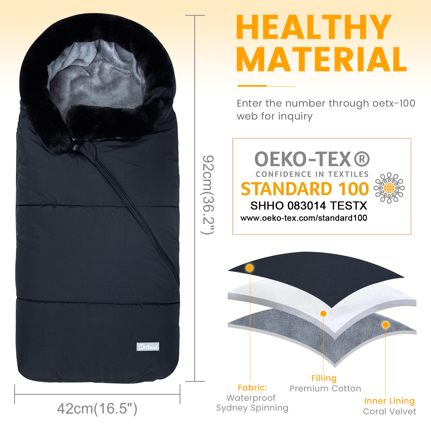 Sleeping Bags Orzbow Warm Baby Sleeping Bag born Envelope Winter Baby Cart Sleeping Bag 230407