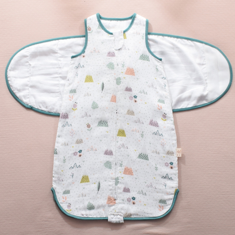 Sleeping Bags Baby sleeping bag 4-layer cotton high gloss cartoon packaging swamp blanket autumn born clothing anti kick sleeping bag 230407