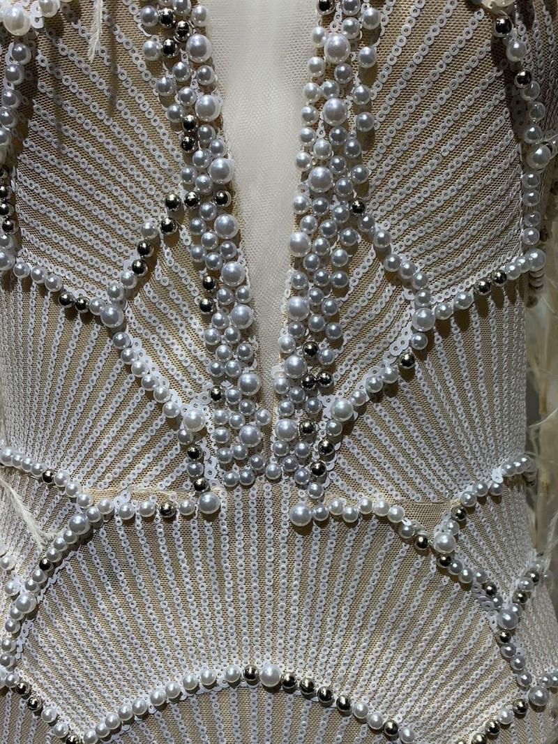 Casual Dresses Women's Sexy V-neck Beaded Dress Long Sleeve Feather Wine 2023 Fashion Luxury Dubai Party DressCasual