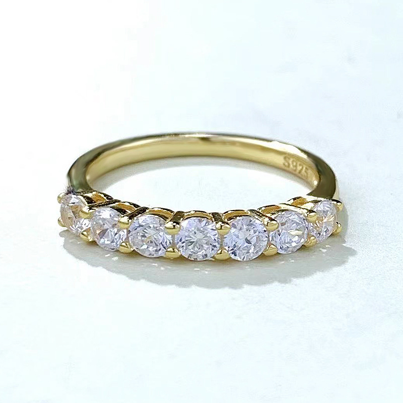 14K Gold Eternity Moissanite Diamond Ring Real 925 Sterling Silver Party Wedding Band Rings for Women Men Engagement Jewelry
