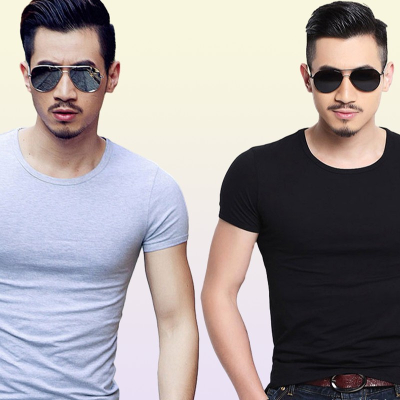 Men Tshirt Spandex Fitness Gym Clothing Man Tops Tees T Shirt For Male Solid Color Tshirts multi Colors TShirt XS2XL