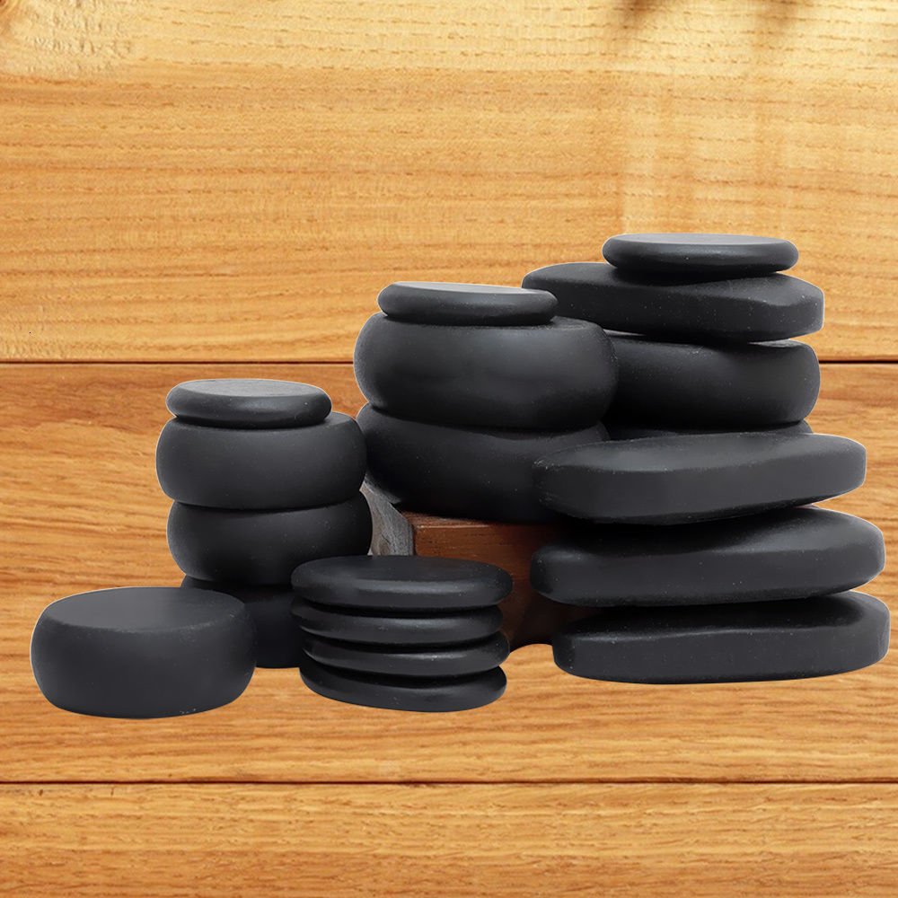 Back Massager Tontin 20pcs set Stone Massage Set Heater Box Relieve Stress Pain Health Care Lava Basalt round massage tool Stones 230406