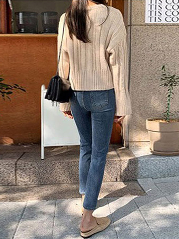 Women's Jeans Vintage blue high waist jeans suitable for women's street wear straight women's denim pants washed women's boyfriend