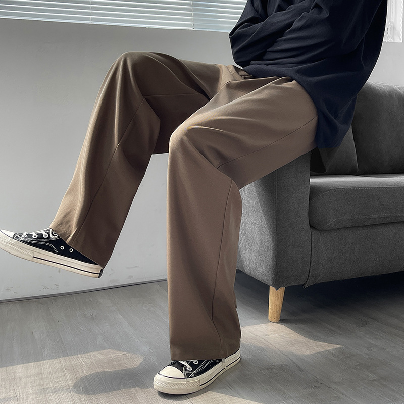 Men's Pants Men's casual wide leg suit pants loose straight Trousers Spring/Summer solid color oversized bottom vintage men's clothing 