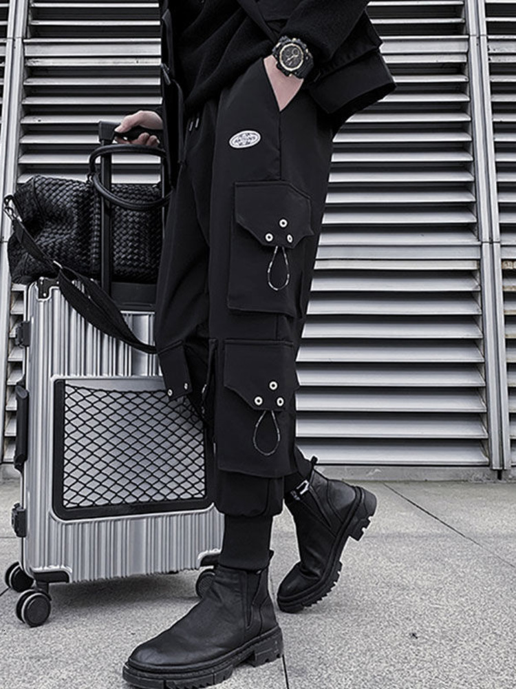 Men's Pants PFNW Cargo Pants Men's Functional Style High Street Clothing Multi Pocket Black Style Elastic Waist Loose Trousers 12A1045 23040