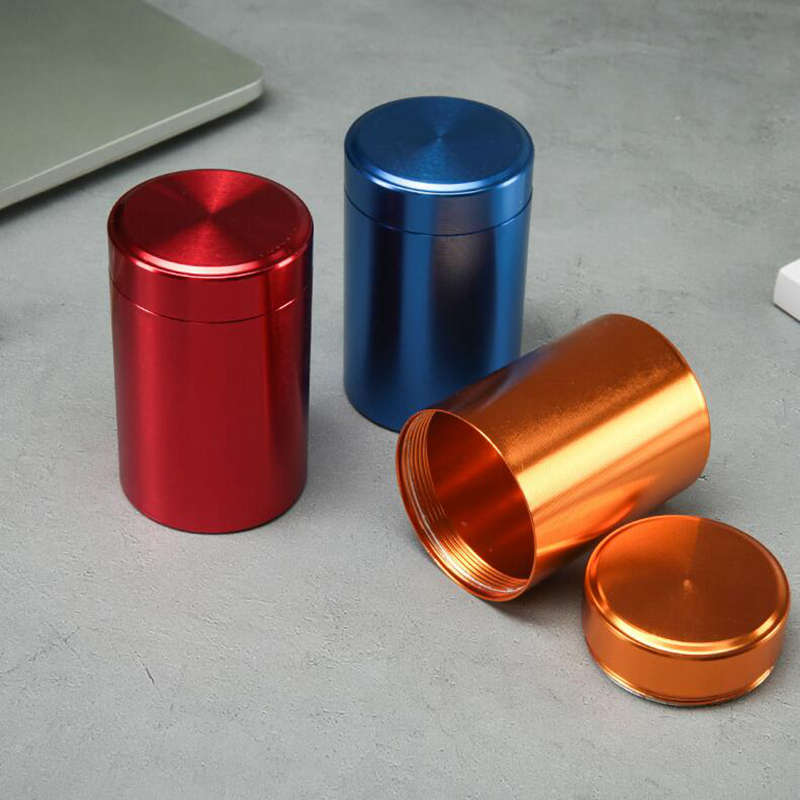 100Pcs/Lot Solid Color Airtight Smell Proof Container Aluminum Alloy Herb Stash Metal Sealed Can Tea Jar Storage Boxes