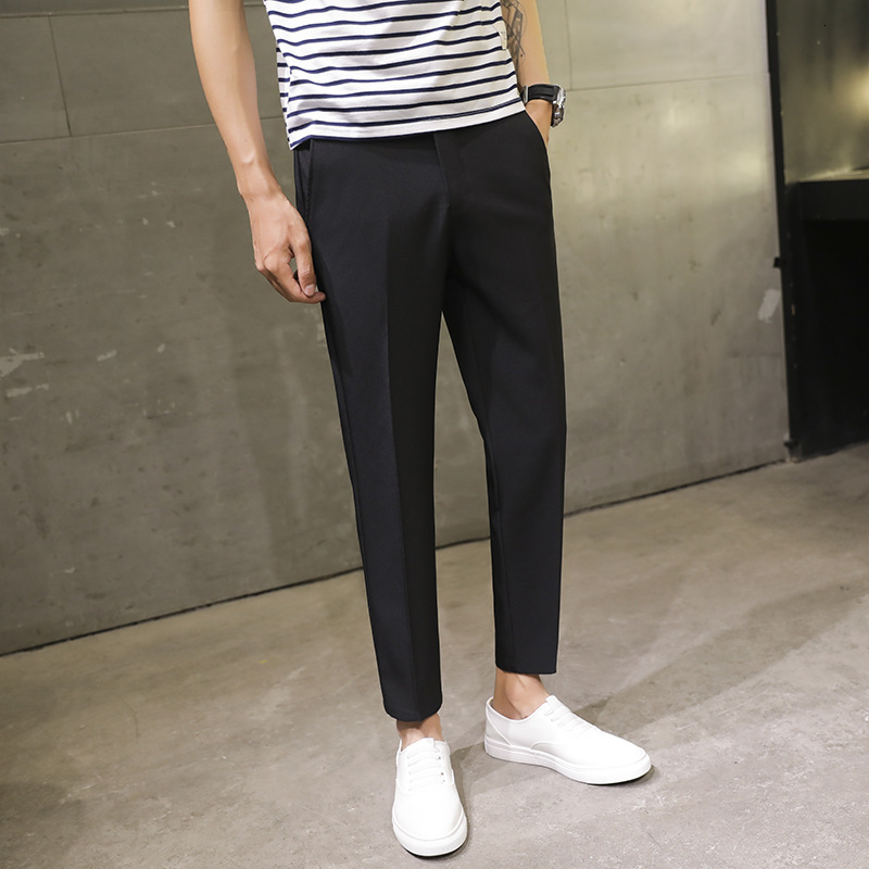 Men's Pants Summer men's casual pants Ankle Length Straight Classic simple solid color comfortable men's business pants 230407
