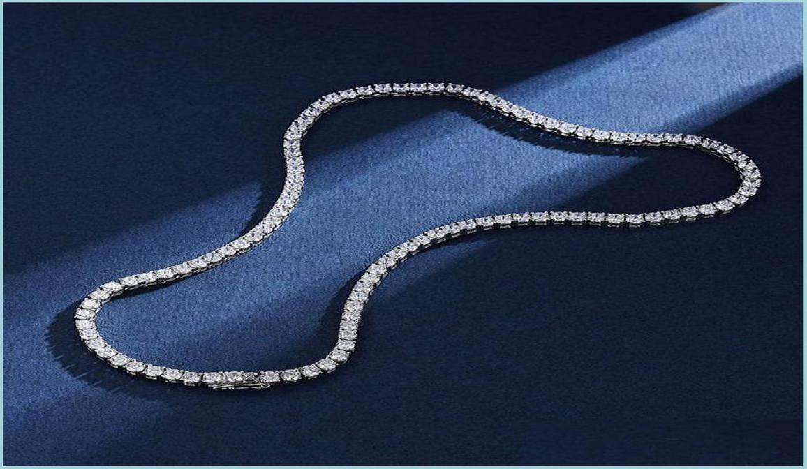 Pendant Necklaces Real 4Mm With Gra 925 Sterling Sier Moissanite Tennis Necklace Women Men Chain Fine Jewelry Drop Delivery N