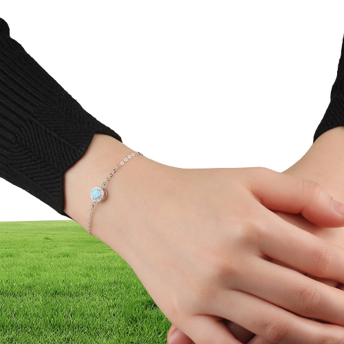 high quality 925 sterling silver anklet handmade blue synthetic opal jewellry bracelets China low s jewleries whole253H
