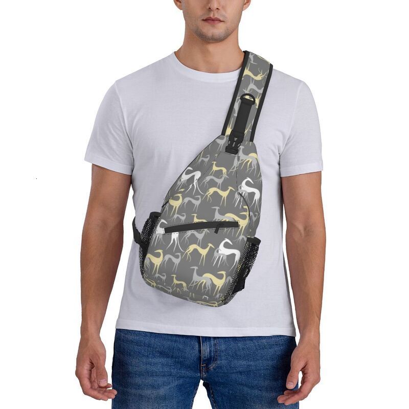 School Bags Grey Sighthounds Crossbody Sling Backpack Men Custom Greyhound Dog Shoulder Chest Bag for Travel Hiking Daypack 230407