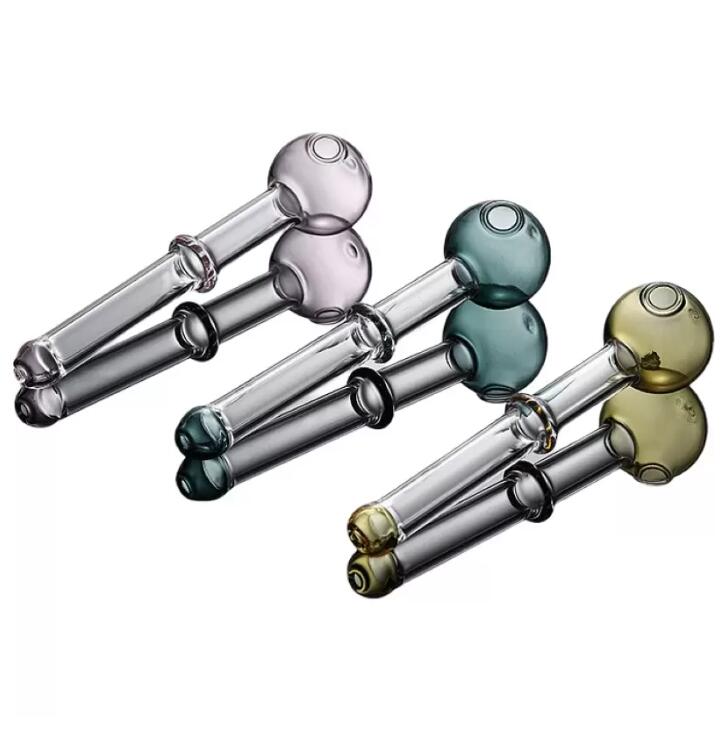 14cm High Quality Glass Oil Burner Pipe Clear Tube oil Pipe Thick Glass smoking Hand Tobacco Dry herb cigarette pipe