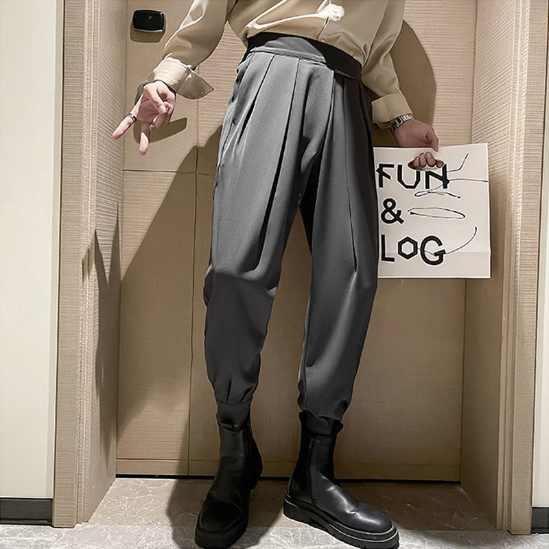 Men's Pants Stacked Pants Street Men's Trousers Jogger Casual Trousers Harajuku Korean Motorcycle Conical Men's Jacket Pants 230407