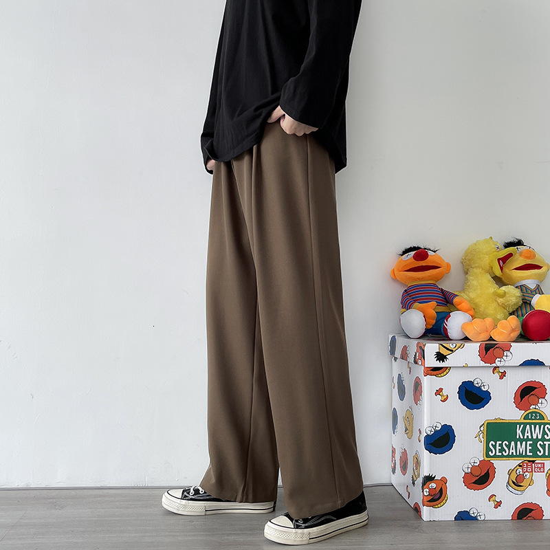 Men's Pants Men's casual wide leg suit pants loose straight Trousers Spring/Summer solid color oversized bottom vintage men's clothing 