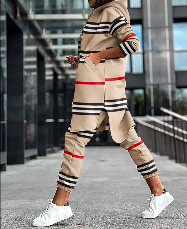 Women's Jackets 2023 Autumn/Winter New Zipper Print Long Hooded Casual Sports Women's Top Coat