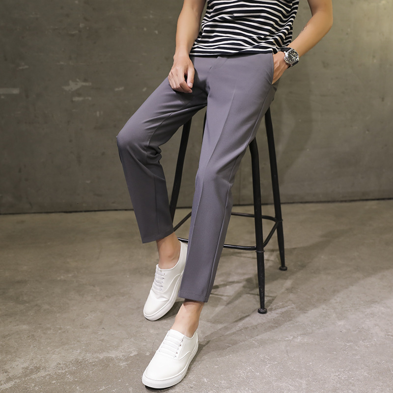 Men's Pants Summer men's casual pants Ankle Length Straight Classic simple solid color comfortable men's business pants 230407