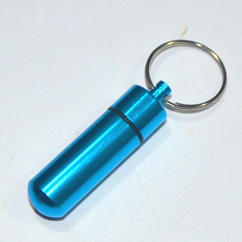 Portable Aluminum Pill Bottle Key Ring WaterProof Tablet Box Keychain Drug Stash Container Storage Outdoor Cash Case Holder Customized Logo Wholesale 