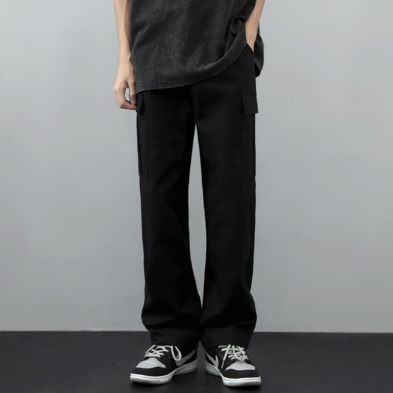 Men's Pants SALSPOR Multi Pocket Trousers Men's Loose Pants Side Button Breathable Printed Sports Pants Loose Casual Cargo Pants 230407