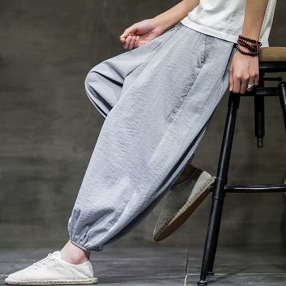 Men's Pants Harajuku men's harem pants men's summer cotton linen jogging pants men's retro Chinese style sports pants fashionable 