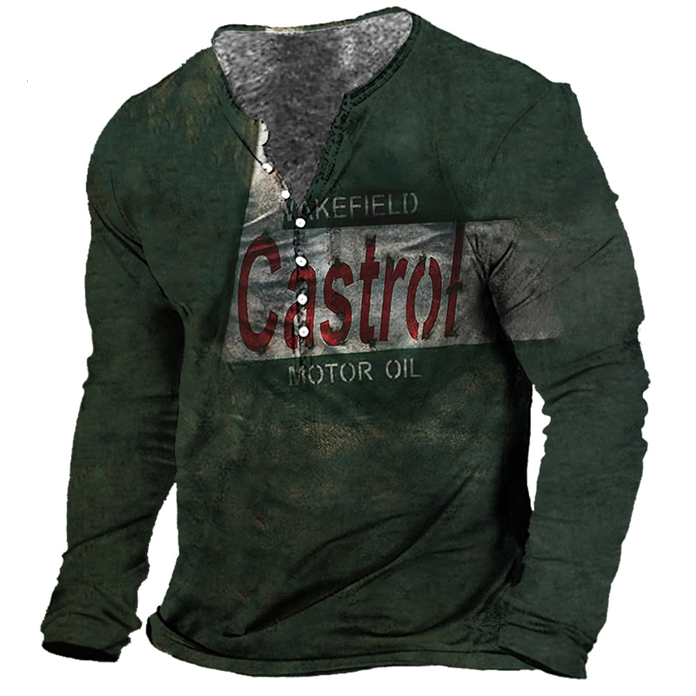 Mens TShirts Vintage Print Shirt Long Cotton Tshirts Vneck Oversized Pullover Street Sweatshirt Harajuku Graphic Tops 5xl 230406