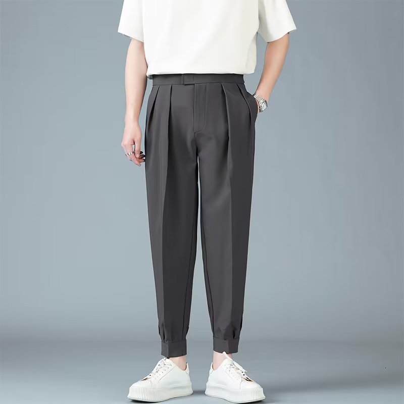 Men's Pants Pleated men's casual harem pants Japanese style fashionable loose fitting pants Harajuku men's feet solid color youth stree