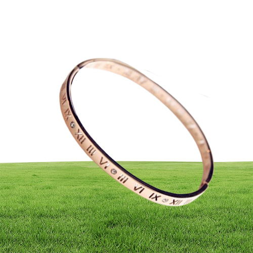 Bangles bracelet designer jewerly Women Hollowedout Roman number bangle Rose gold bracelets for couples with openings